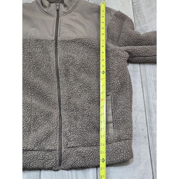 Old Navy Pieced-Yoke Teddy Fleece Jacket Brown Cozy Winter Casual Men's Size M - Picture 6 of 8